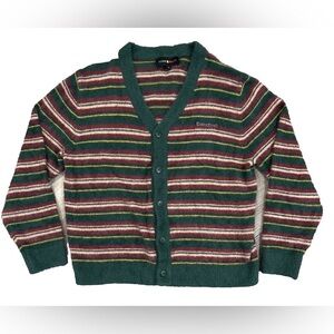 Teddy Fresh 90’s Grunge Unisex Striped Button Cardigan Sweater Sz M Alt Rock